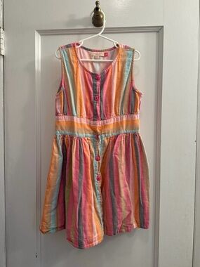 Pink Chicken Multicolor Striped Button Dress